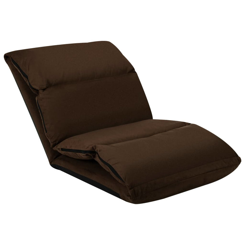 Folding Floor Chair Brown Microfibre