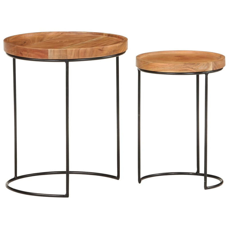 2_Piece_Coffee_Table_Set_Solid_Acacia_Wood_and_Steel_IMAGE_2