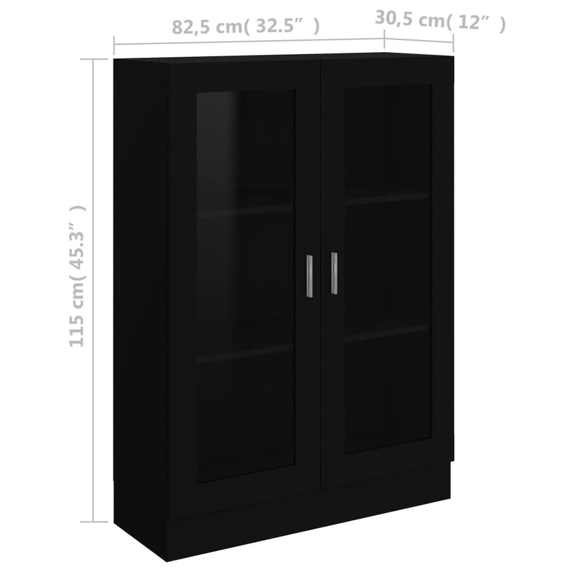 Vitrine Cabinet Black 82.5x30.5x115 cm Engineered Wood