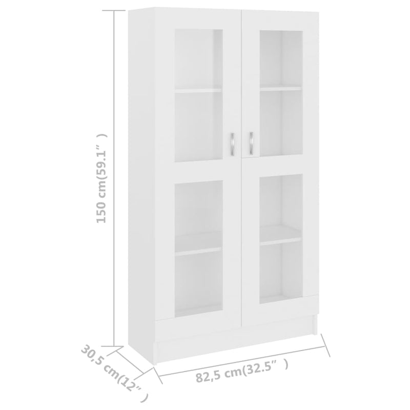 Vitrine Cabinet White 82.5x30.5x150 cm Engineered Wood