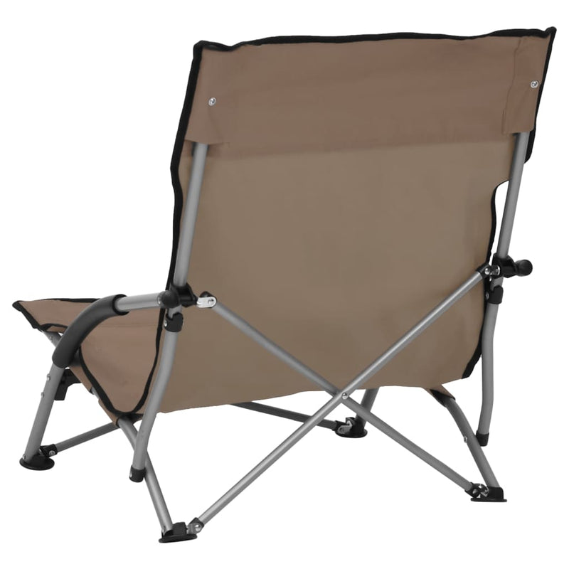 Folding Beach Chairs 2 pcs Taupe Fabric