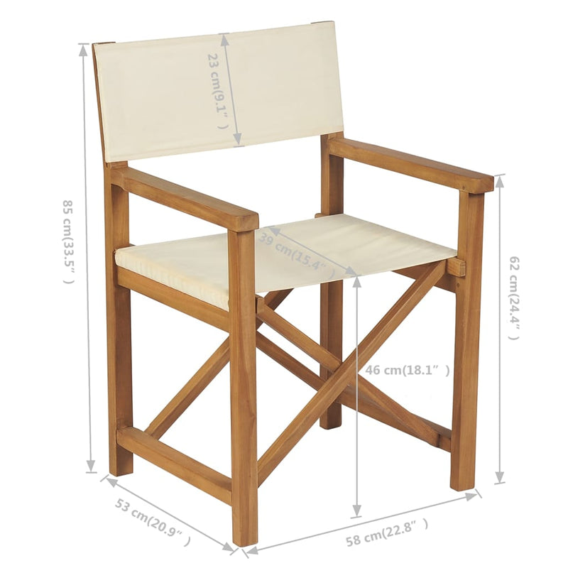 Folding Director's Chairs 2 pcs Solid Teak Wood