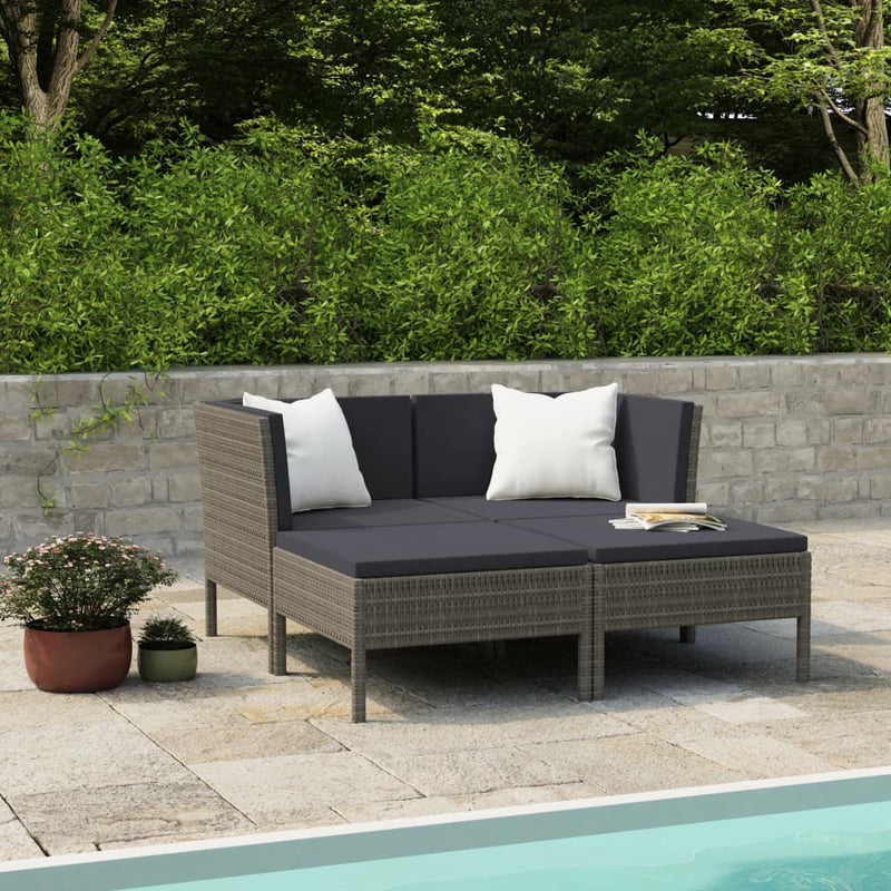 4_Piece_Garden_Lounge_Set_with_Cushions_Poly_Rattan_Grey_IMAGE_1