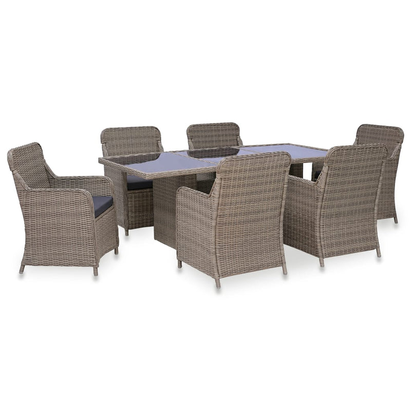 7_Piece_Outdoor_Dining_Set_Poly_Rattan_Brown_IMAGE_1