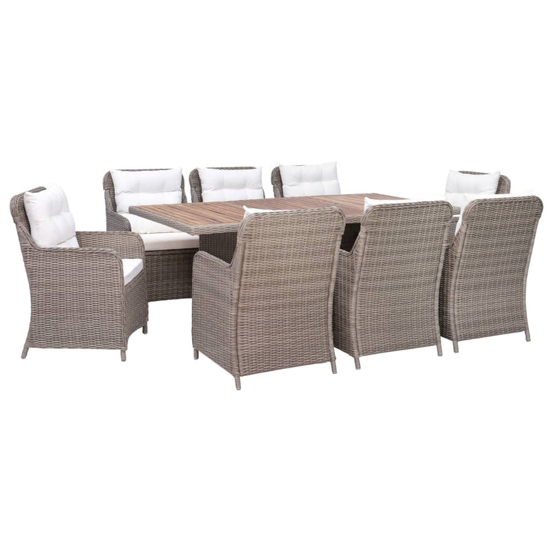 9_Piece_Outdoor_Dining_Set_with_Cushions_Poly_Rattan_Brown_IMAGE_1