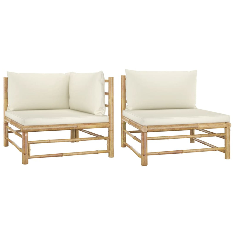 2_Piece_Garden_Lounge_Set_with_Cream_White_Cushions_Bamboo_IMAGE_1_EAN:8720286188002