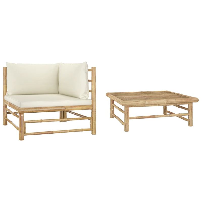 2_Piece_Garden_Lounge_Set_with_Cream_White_Cushions_Bamboo_IMAGE_1_EAN:8720286188019