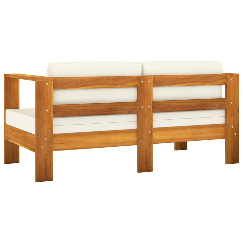 4 Piece Garden Lounge Set with Cream White Cushions Acacia Wood