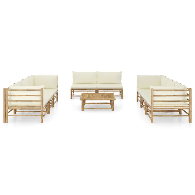 9_Piece_Garden_Lounge_Set_with_Cream_White_Cushions_Bamboo_IMAGE_2