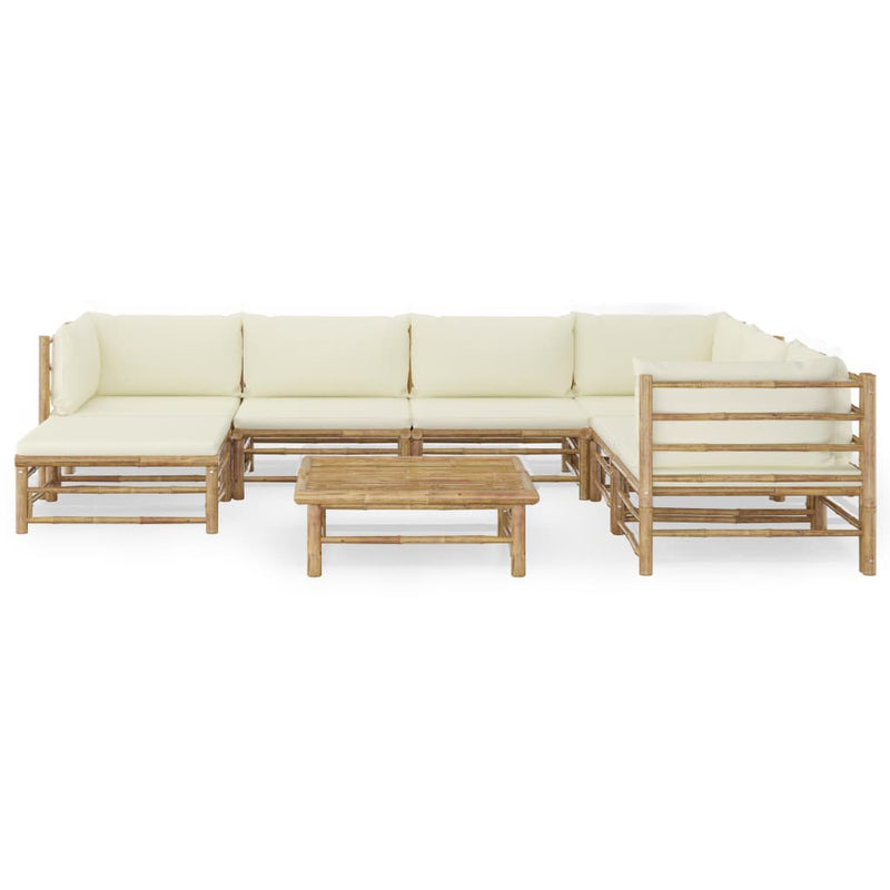 8_Piece_Garden_Lounge_Set_with_Cream_White_Cushions_Bamboo_IMAGE_2