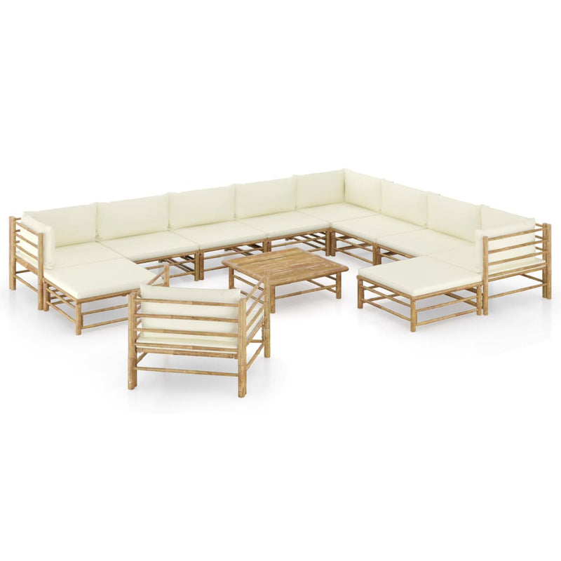 12_Piece_Garden_Lounge_Set_with_Cream_White_Cushions_Bamboo_IMAGE_1