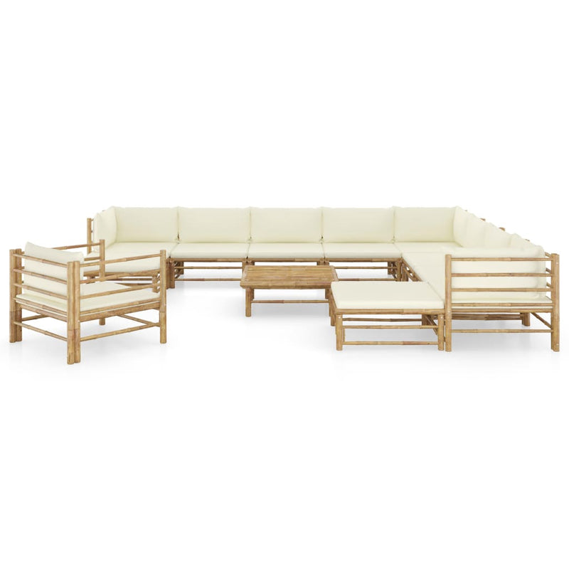 12_Piece_Garden_Lounge_Set_with_Cream_White_Cushions_Bamboo_IMAGE_2