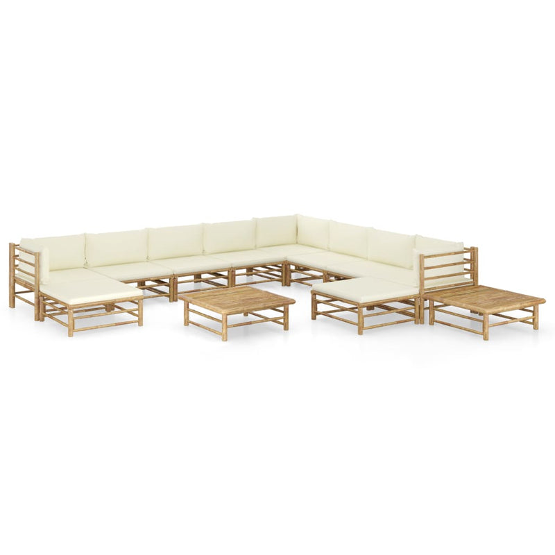 12_Piece_Garden_Lounge_Set_with_Cream_White_Cushions_Bamboo_IMAGE_1
