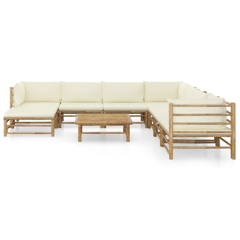 9_Piece_Garden_Lounge_Set_with_Cream_White_Cushions_Bamboo_IMAGE_2
