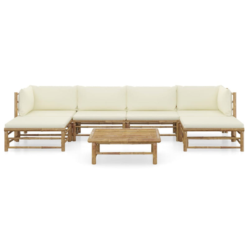 7_Piece_Garden_Lounge_Set_with_Cream_White_Cushions_Bamboo_IMAGE_2