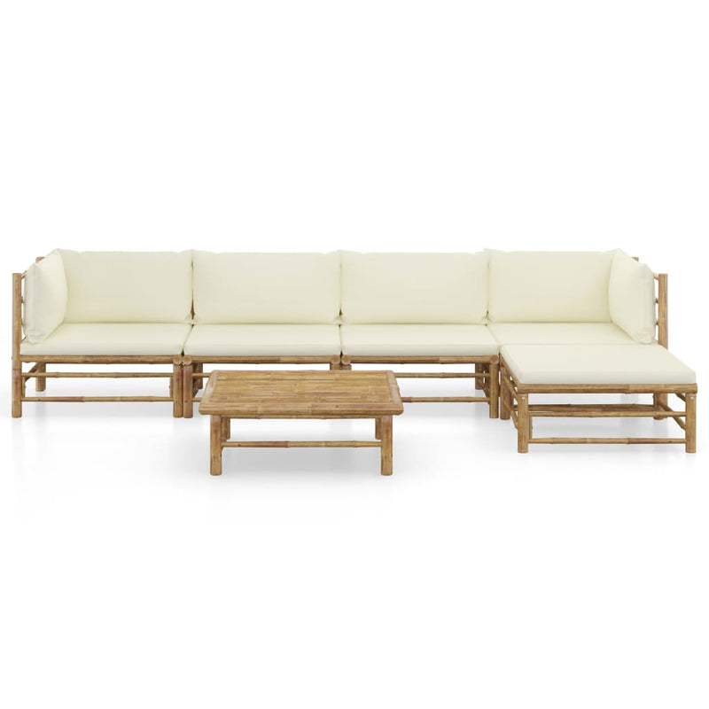 6_Piece_Garden_Lounge_Set_with_Cream_White_Cushions_Bamboo_IMAGE_2
