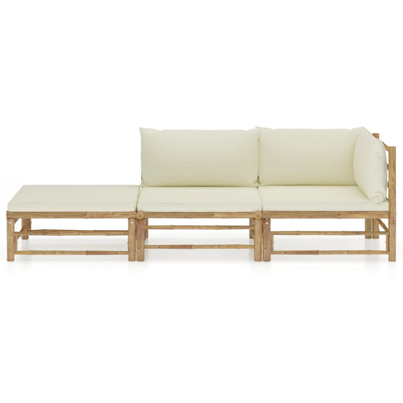 3_Piece_Garden_Lounge_Set_with_Cream_White_Cushions_Bamboo_IMAGE_2