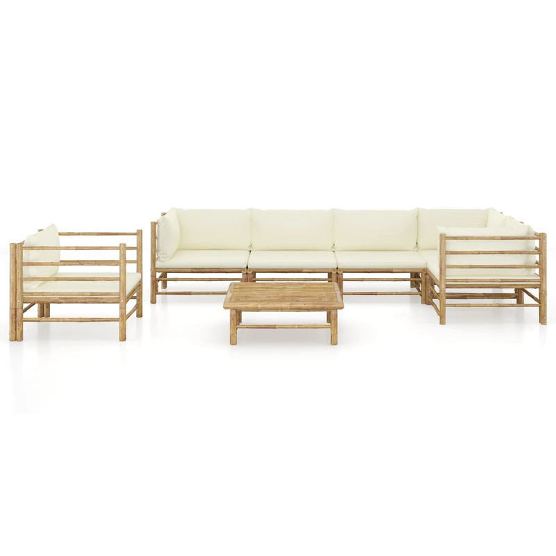 7_Piece_Garden_Lounge_Set_with_Cream_White_Cushions_Bamboo_IMAGE_2