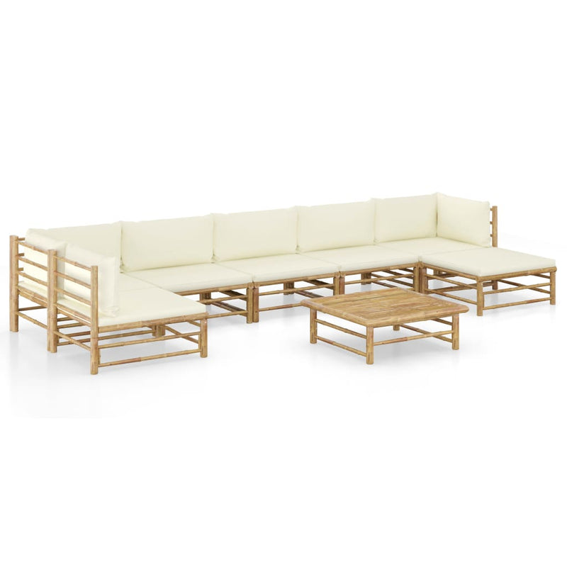 8_Piece_Garden_Lounge_Set_with_Cream_White_Cushions_Bamboo_IMAGE_1