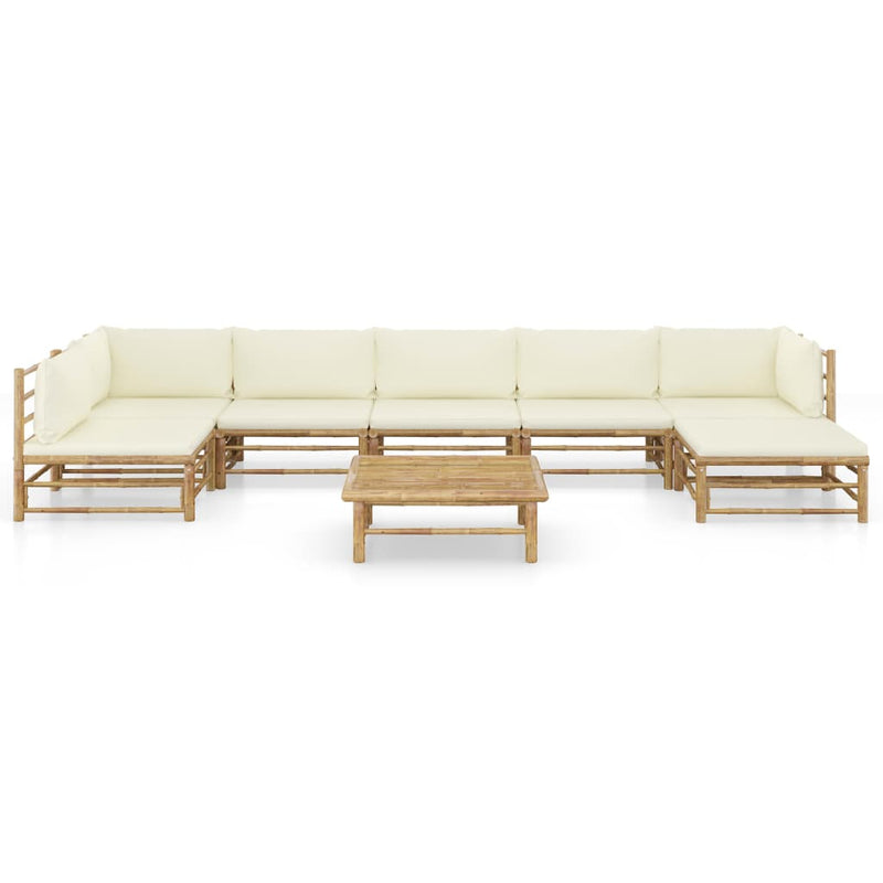 8_Piece_Garden_Lounge_Set_with_Cream_White_Cushions_Bamboo_IMAGE_2