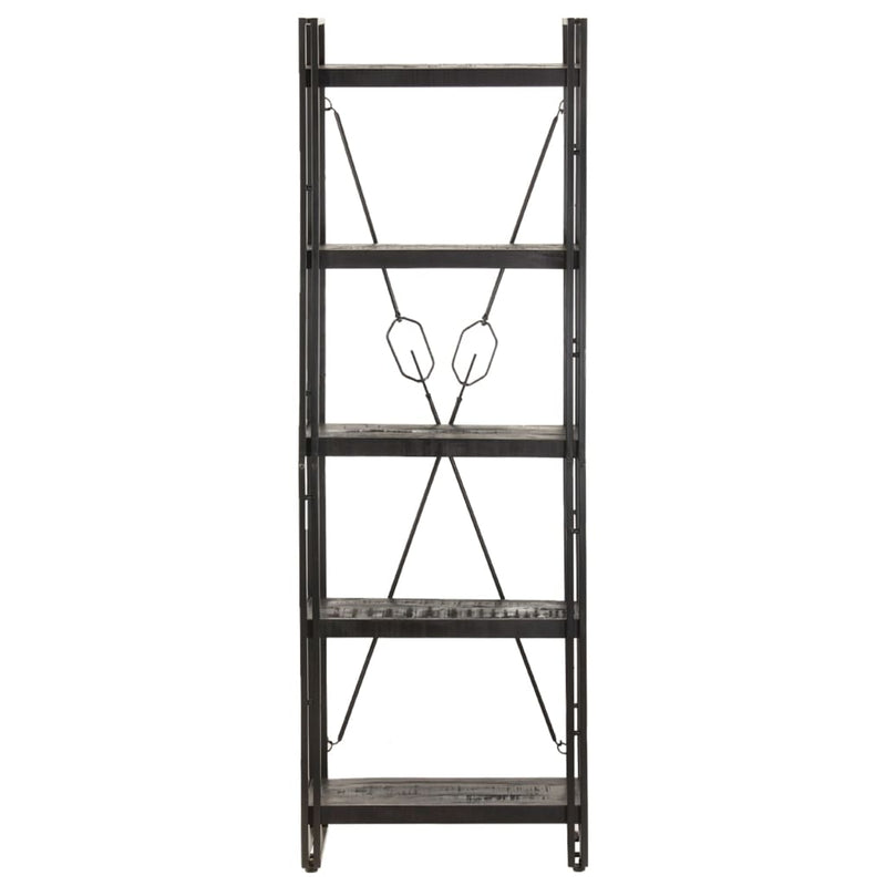 5-Tier Bookcase Black 60x30x180 cm Solid Mango Wood