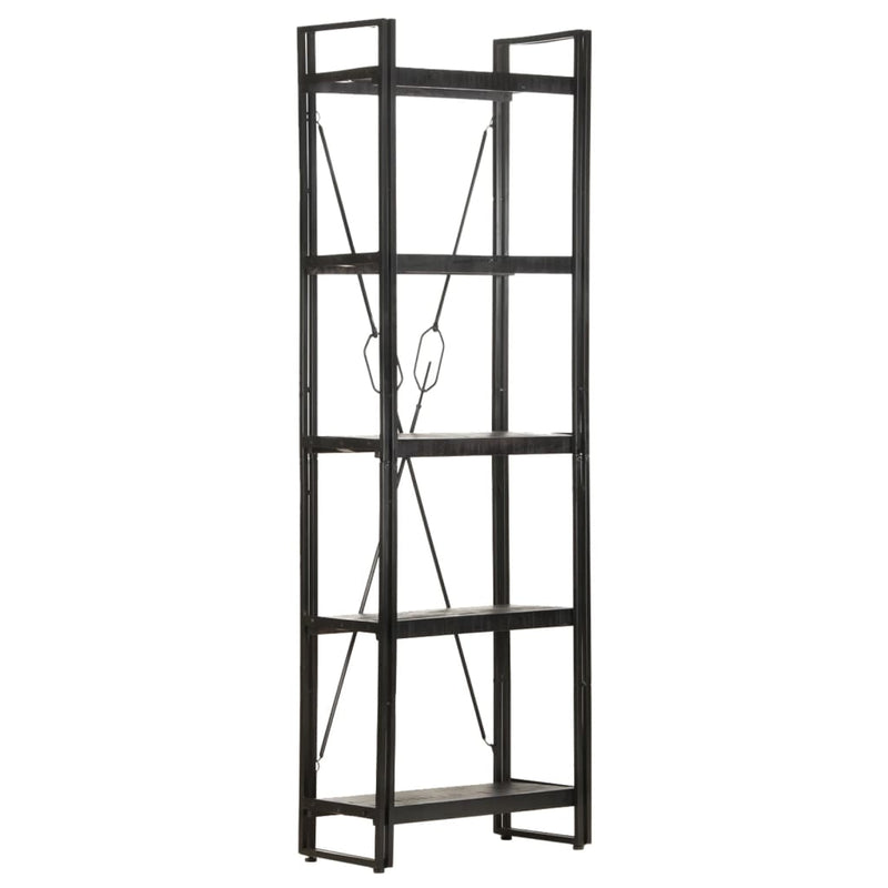 5-Tier Bookcase Black 60x30x180 cm Solid Mango Wood