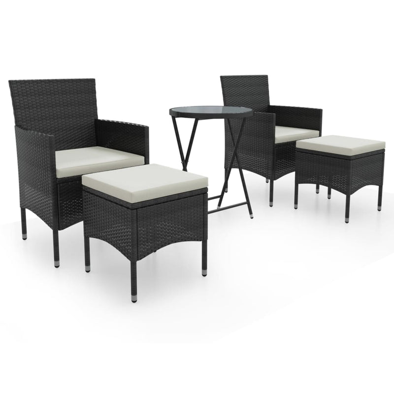 5_Piece_Garden_Bistro_Set_Poly_Rattan_and_Tempered_Glass_Black_IMAGE_2