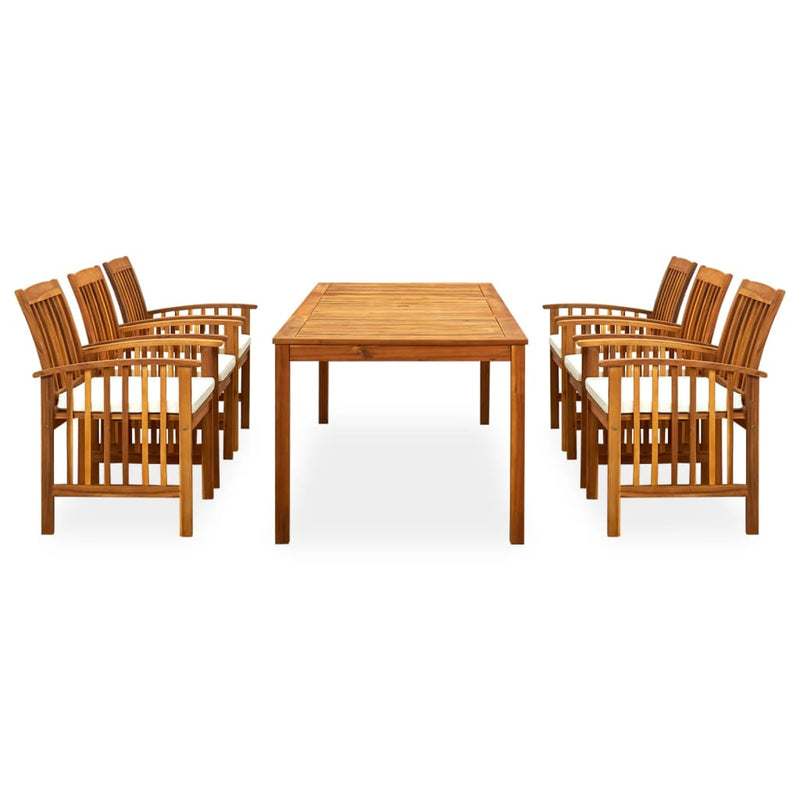 7 Piece Garden Dining Set with Cushions Solid Acacia Wood
