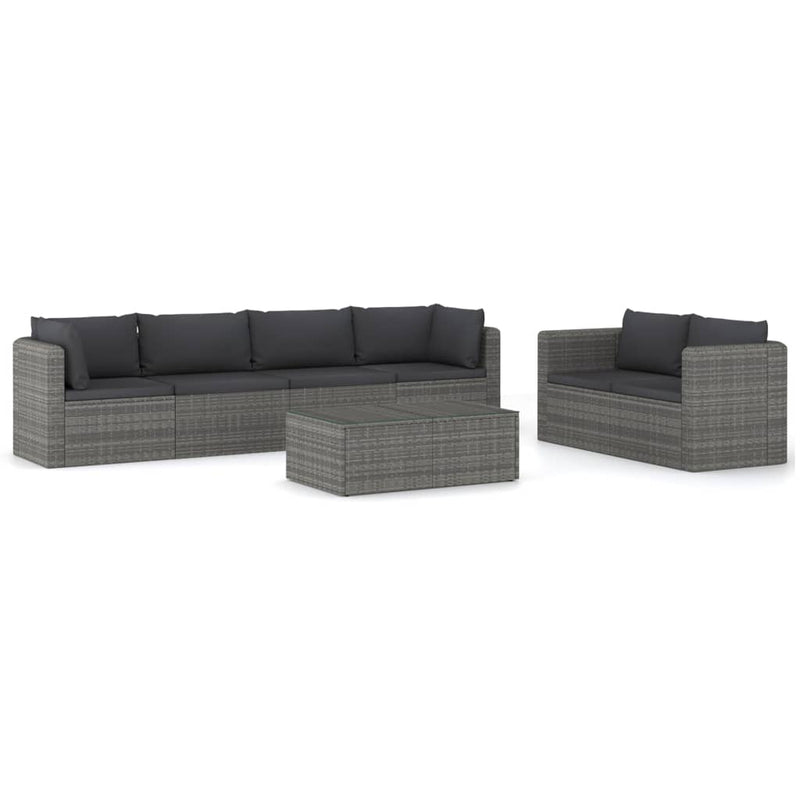 7_Piece_Garden_Lounge_Set_with_Cushions_Poly_Rattan_Grey_IMAGE_2
