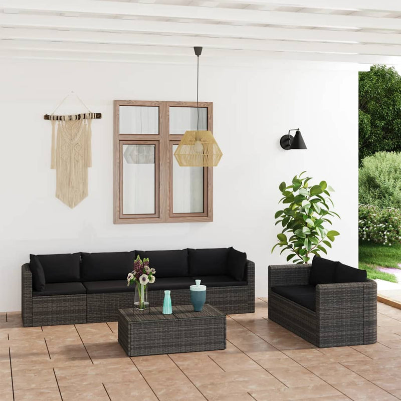 7_Piece_Garden_Lounge_Set_with_Cushions_Poly_Rattan_Grey_IMAGE_1