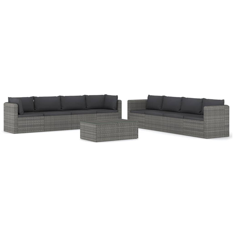 9_Piece_Garden_Lounge_Set_with_Cushions_Poly_Rattan_Grey_IMAGE_2