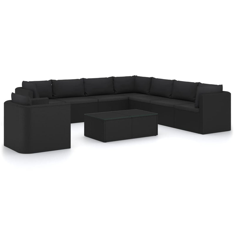 10_Piece_Garden_Lounge_Set_with_Cushions_Poly_Rattan_Black_IMAGE_2