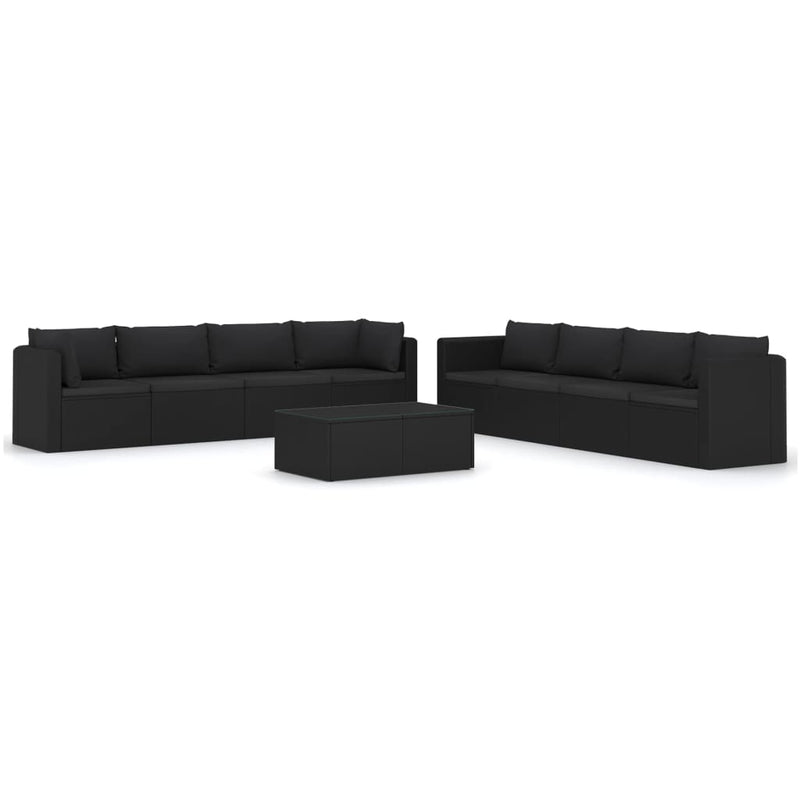 9_Piece_Garden_Lounge_Set_with_Cushions_Poly_Rattan_Black_IMAGE_2