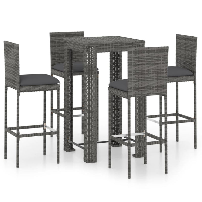 5_Piece_Outdoor_Bar_Set_with_Cushions_Poly_Rattan_Grey_IMAGE_2