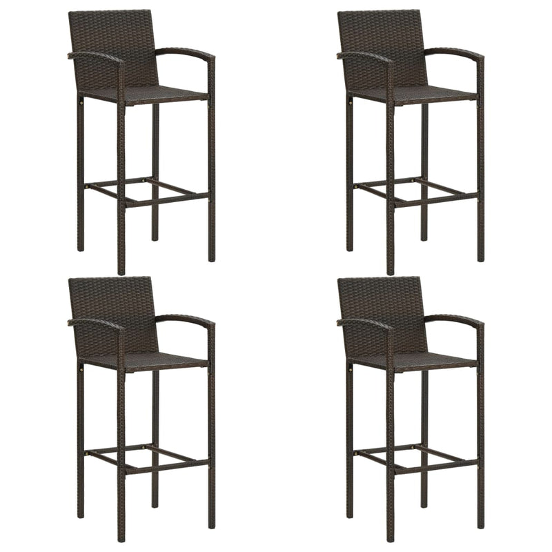 5 Piece Outdoor Bar Set with Armrest Poly Rattan Brown