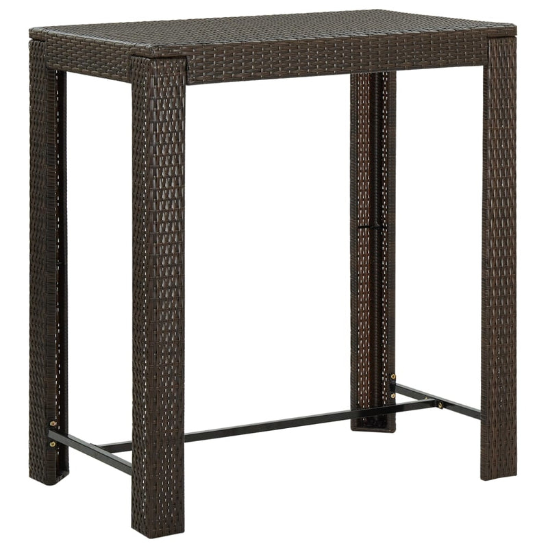 5 Piece Outdoor Bar Set with Armrest Poly Rattan Brown