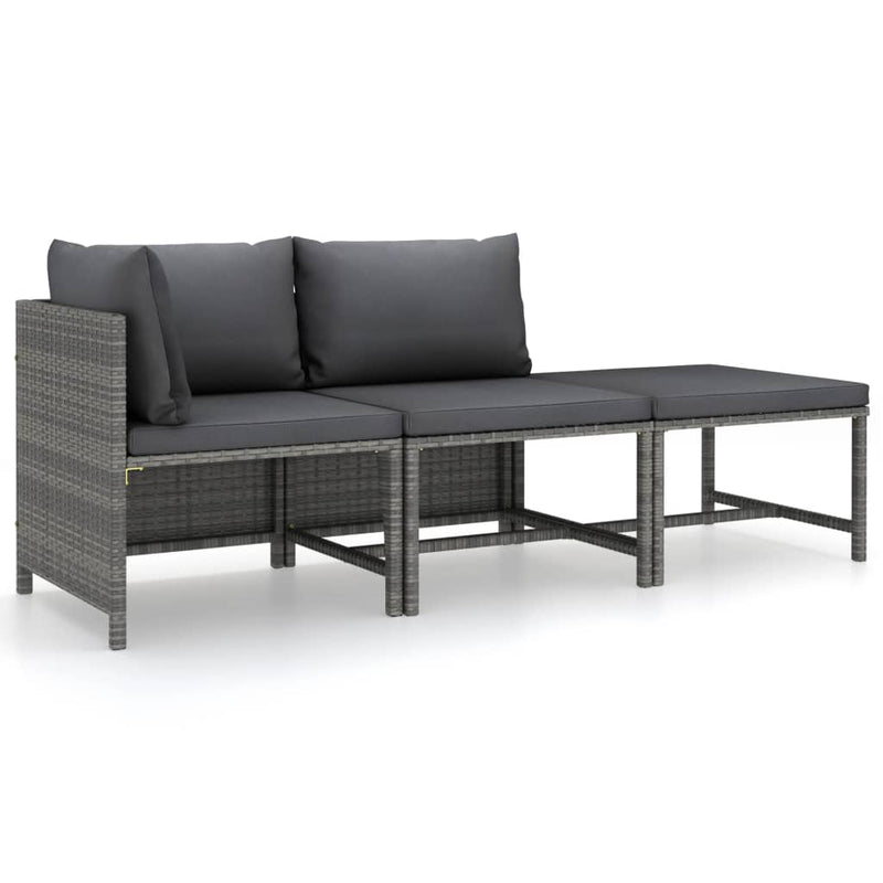 3_Piece_Garden_Lounge_Set_with_Cushions_Poly_Rattan_Grey_IMAGE_2