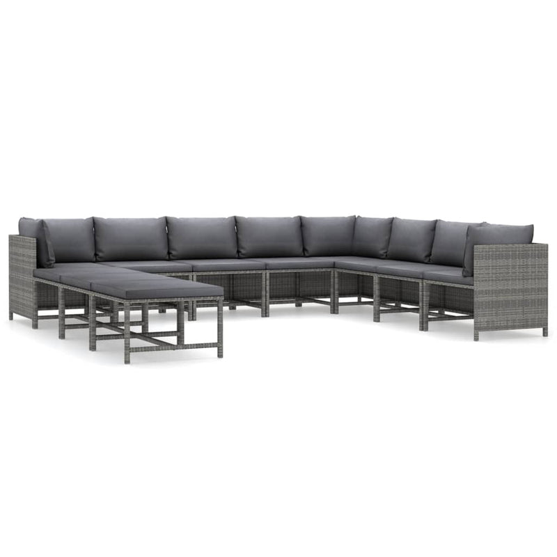 11_Piece_Garden_Lounge_Set_with_Cushions_Poly_Rattan_Grey_IMAGE_2