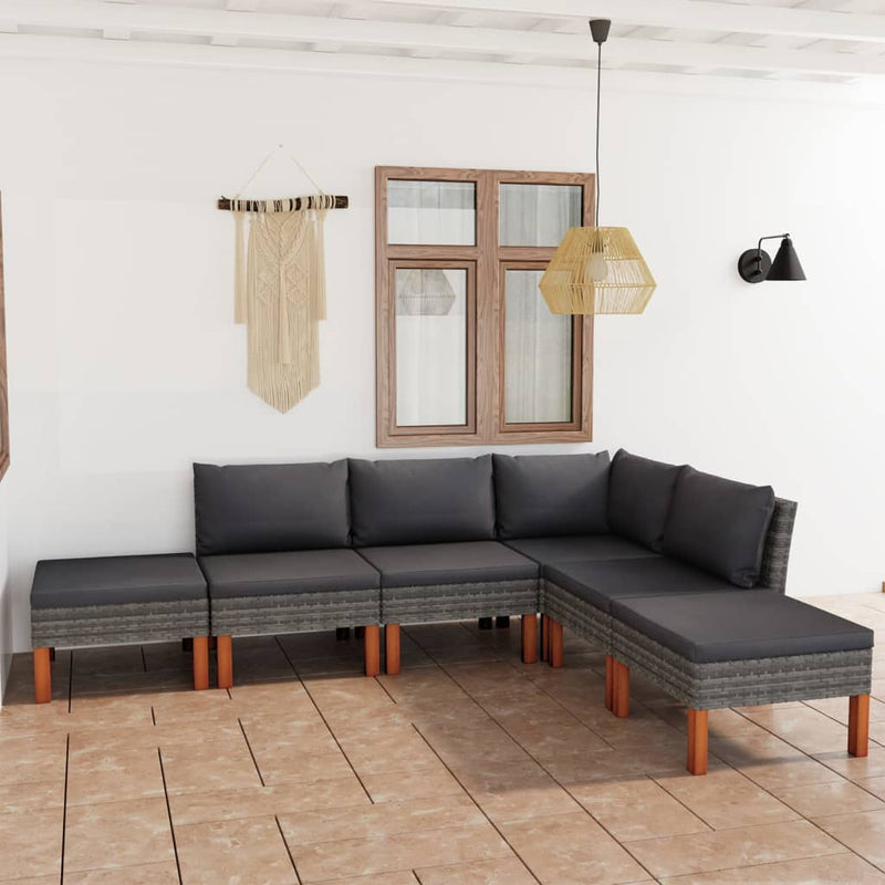 6_Piece_Garden_Lounge_Set_with_Cushions_Poly_Rattan_Grey_IMAGE_1
