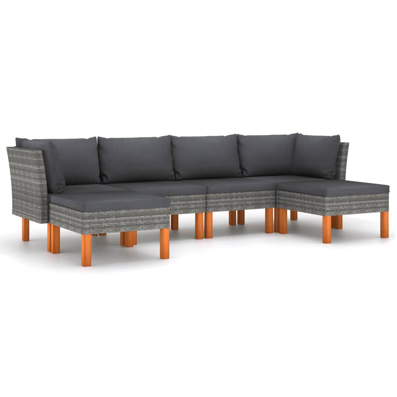 6_Piece_Garden_Lounge_Set_with_Cushions_Poly_Rattan_Grey_IMAGE_2