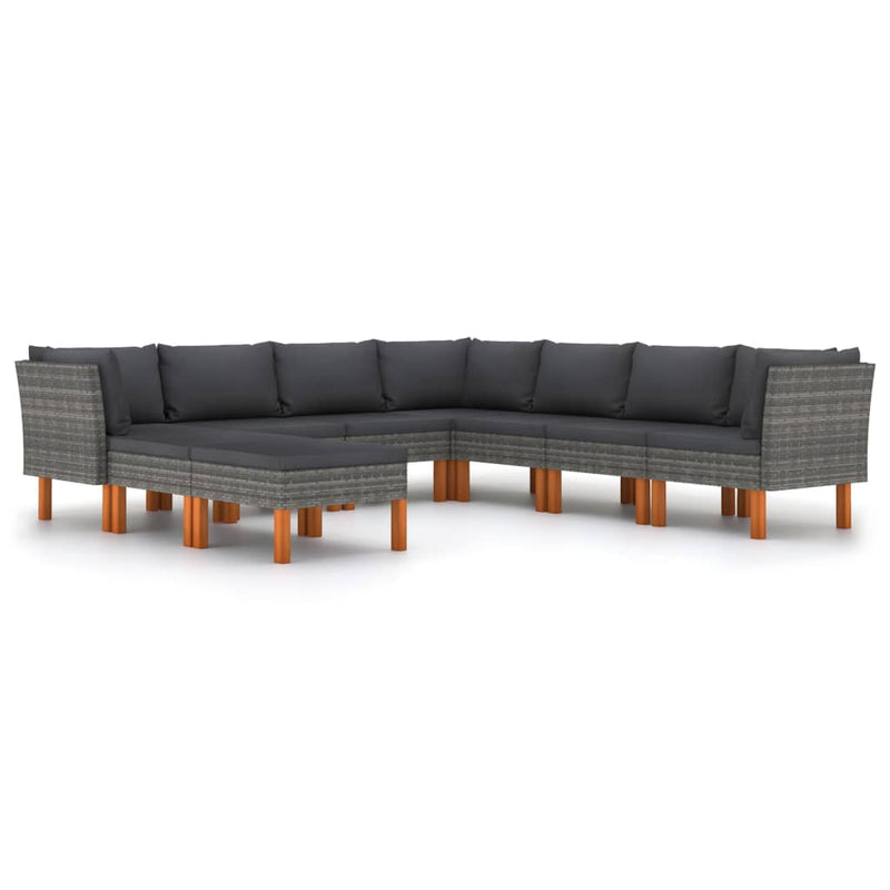9_Piece_Garden_Lounge_Set_with_Cushions_Poly_Rattan_Grey_IMAGE_2
