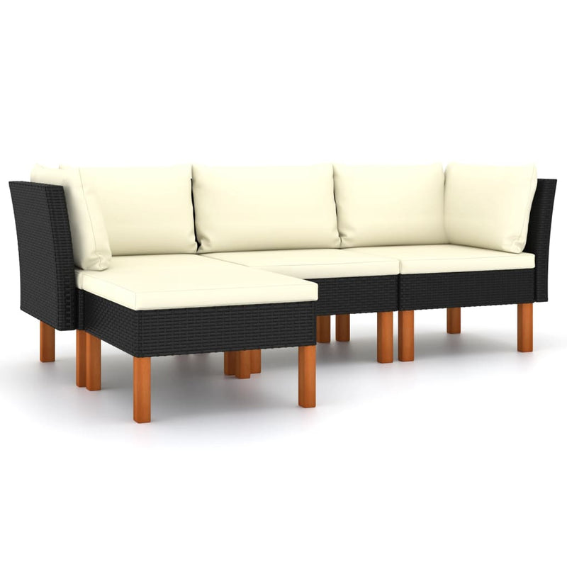 4_Piece_Garden_Lounge_Set_with_Cushions_Poly_Rattan_Black_IMAGE_2