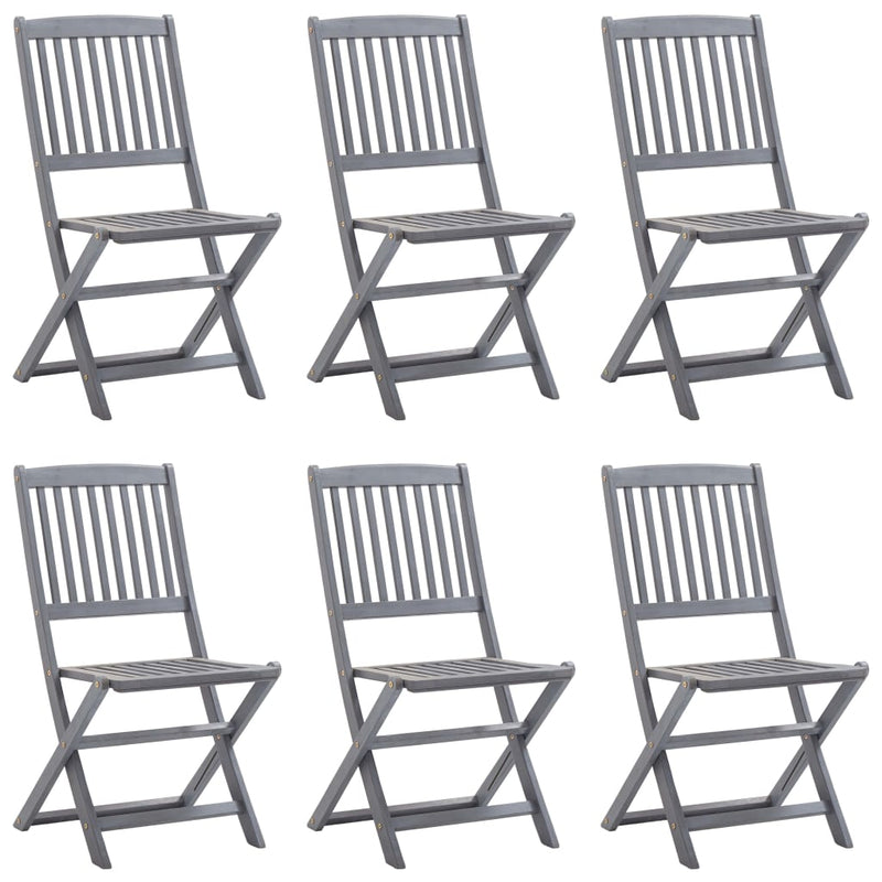 Folding Outdoor Chairs 6 pcs with Cushions Solid Acacia Wood