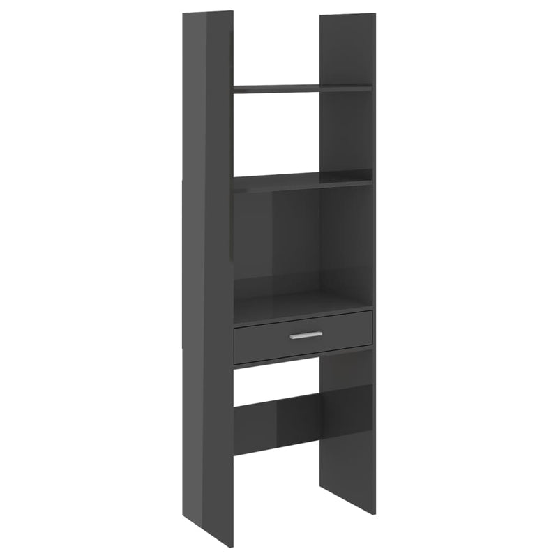 Book Cabinet High Gloss Grey 60x35x180 cm Engineered Wood
