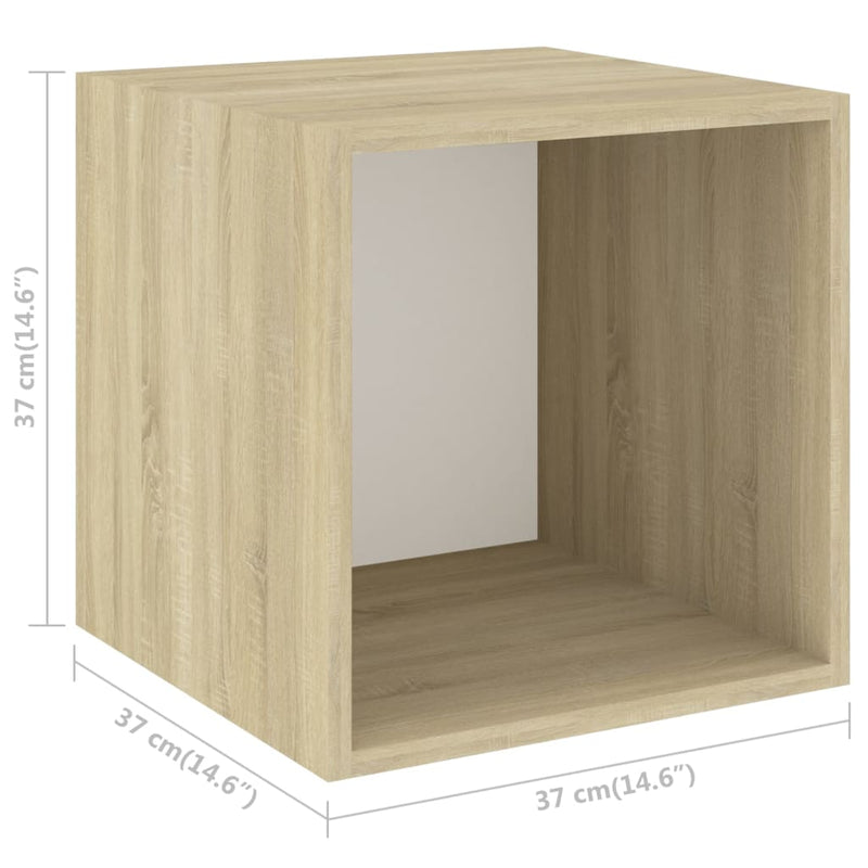 Wall Cabinets 4 pcs White and Sonoma Oak 37x37x37 cm Engineered Wood