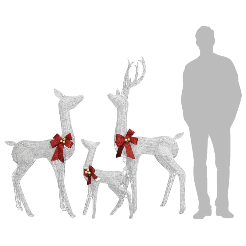 Reindeer Family Christmas Decoration White and Silver 201 LEDs