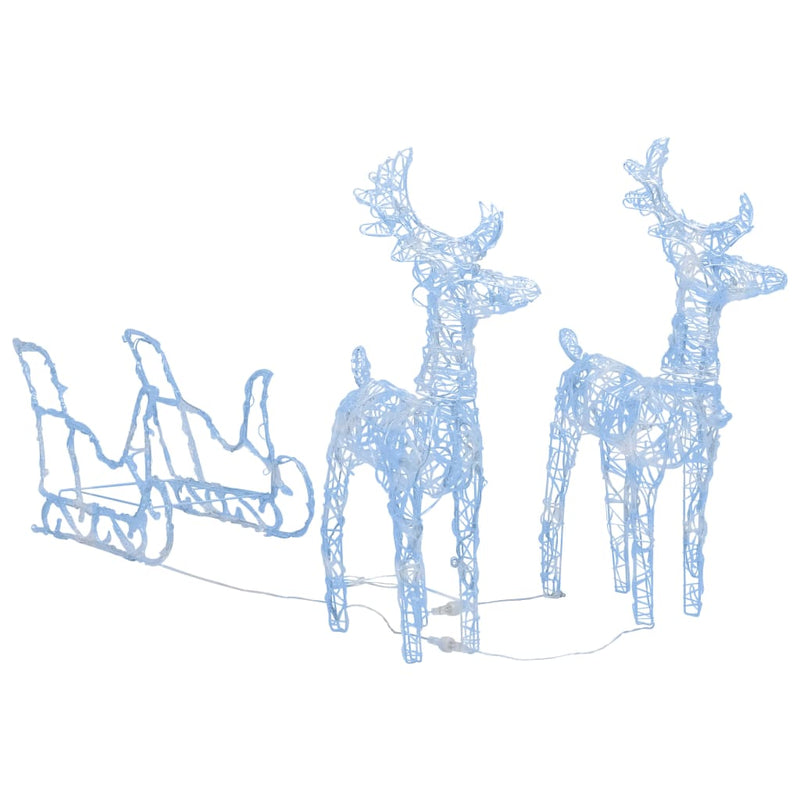 Reindeers & Sleigh Christmas Decoration 160 LEDs 130 cm Acrylic