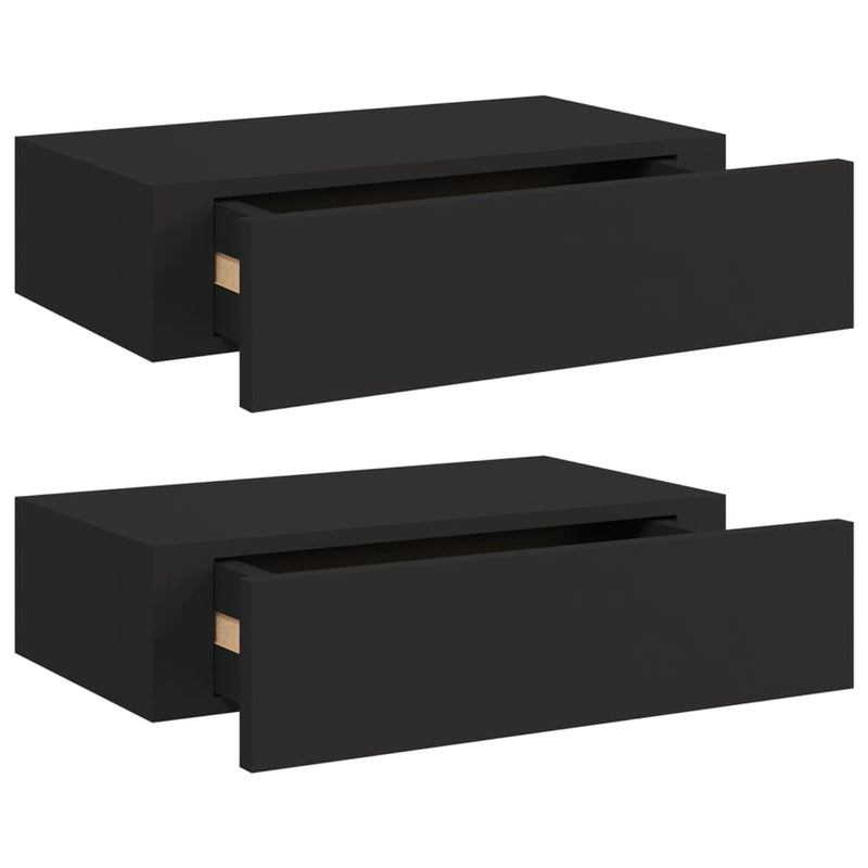 Wall-mounted Drawer Shelves 2 pcs Black 40x23.5x10cm MDF