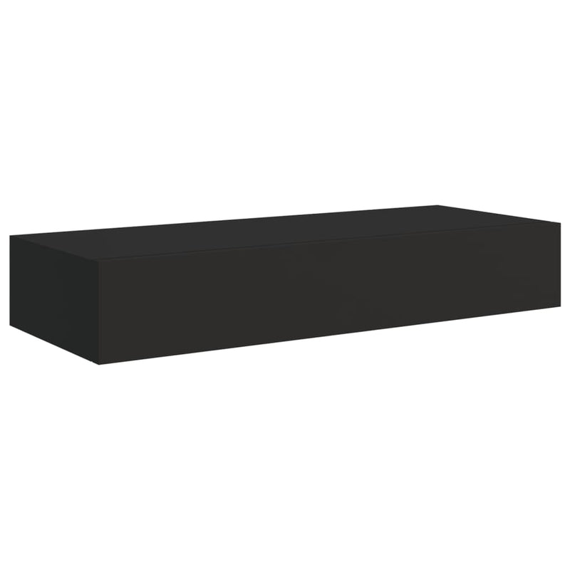 Wall-mounted Drawer Shelf Black 60x23.5x10cm MDF