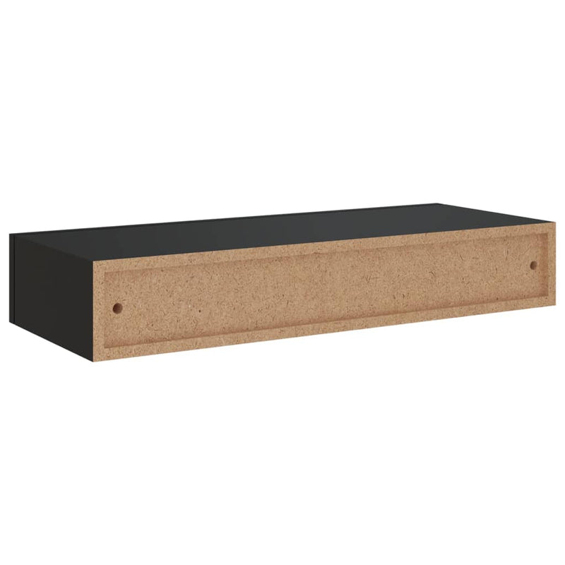 Wall-mounted Drawer Shelf Black 60x23.5x10cm MDF